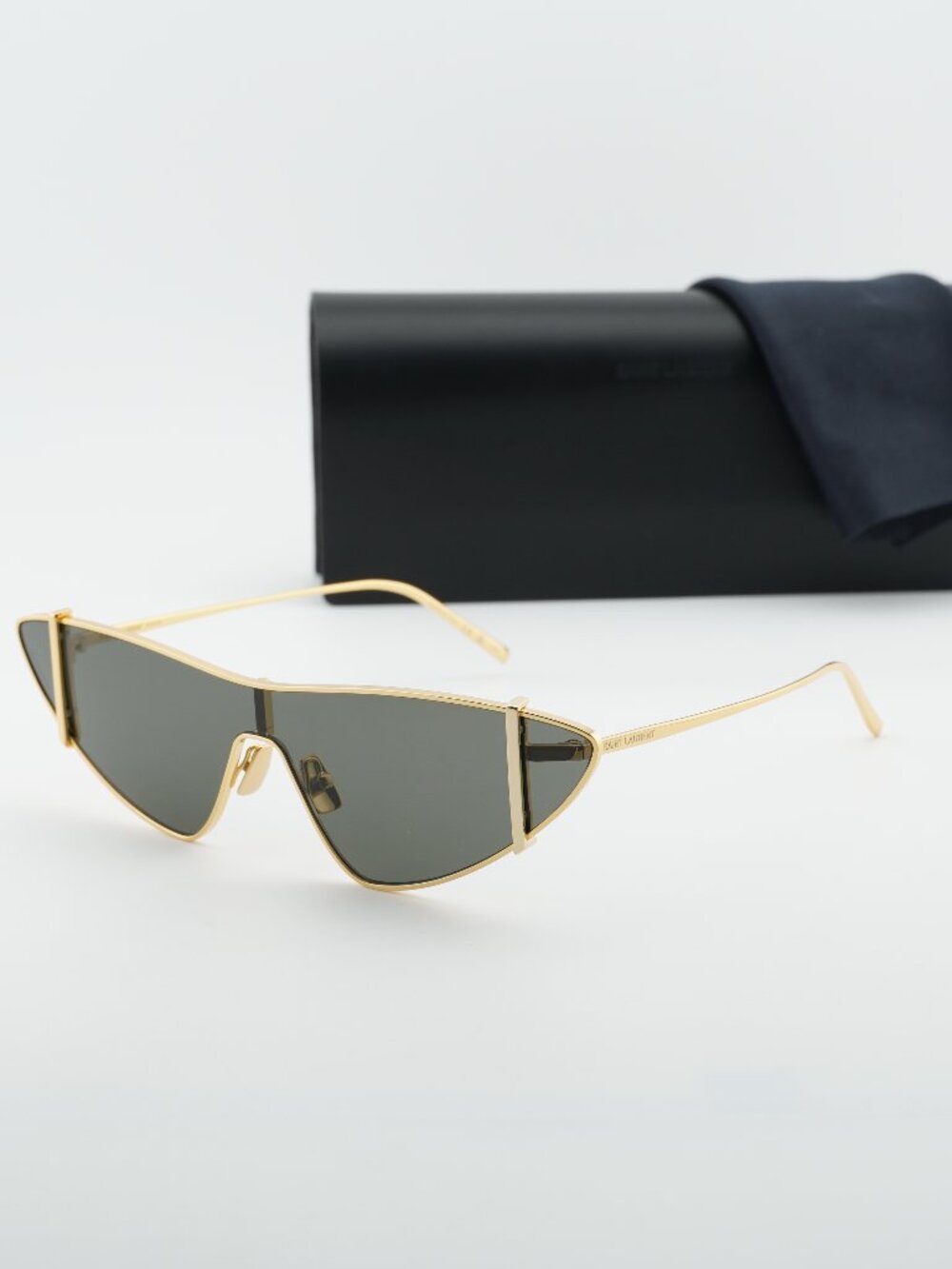 Saint Laurent SL536 003 Shield Sunglasses - Gold \ Grey